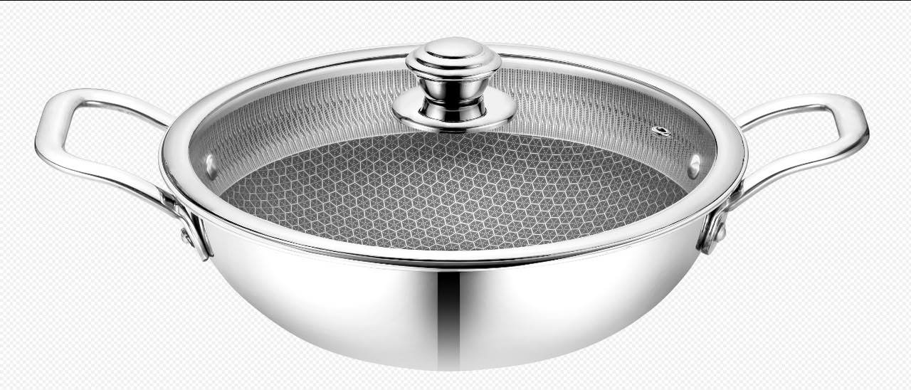 MERUWARE Honeycomb Kadhai with Glass Lid